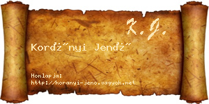Korányi Jenő névjegykártya